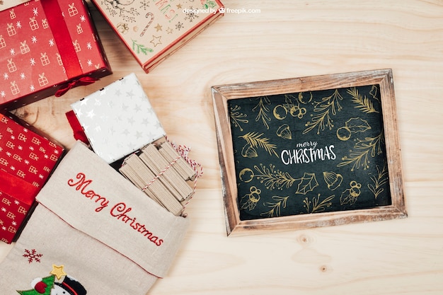 Download Mockup de quadro criativo com design de christmtas | PSD Grátis