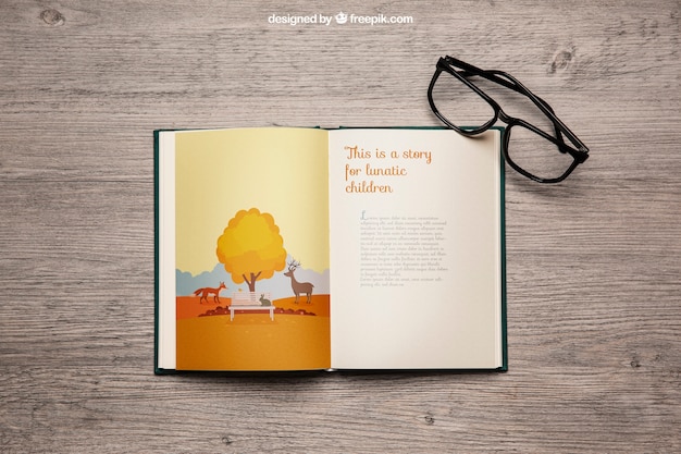 Download Mockup do livro com óculos | PSD Grátis