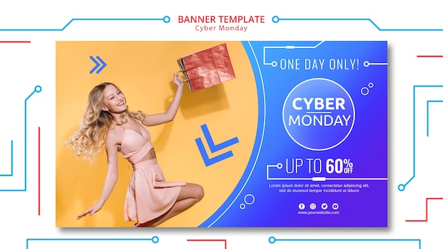 Modelo de banner cyber segunda-feira com elemento de circuito Psd grátis