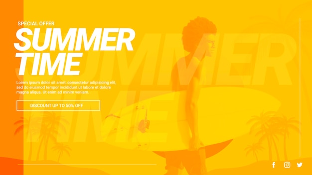 Modelo de banner da web com o conceito de verão Psd grátis