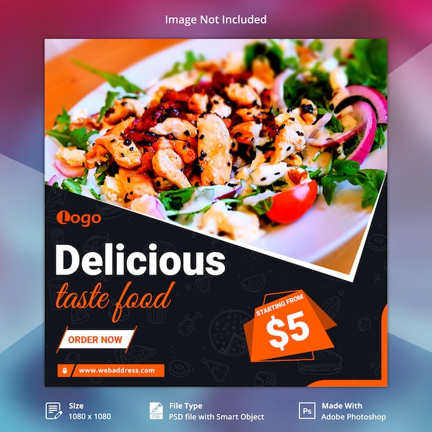Modelo de banner - mídia social alimentar Psd Premium