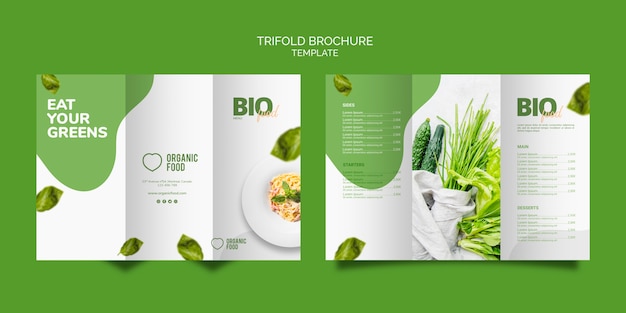 Modelo de folheto com três dobras de comida bio Psd grátis