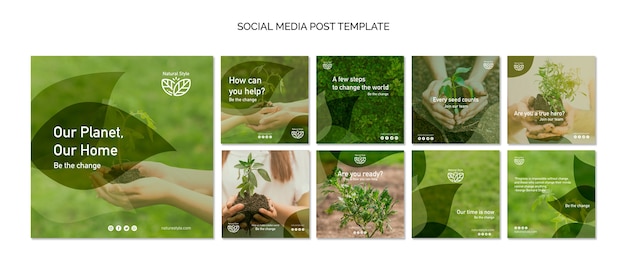 Modelo de postagem de mídia social com tema de ambiente Psd grátis