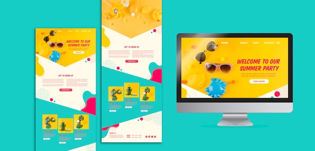 Modelos de site de festa de verão colorido Psd grátis