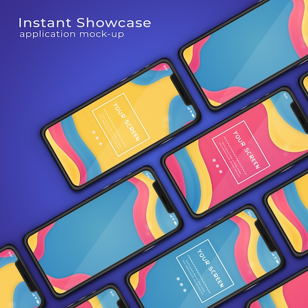 Modern phone mock up application display Psd Premium