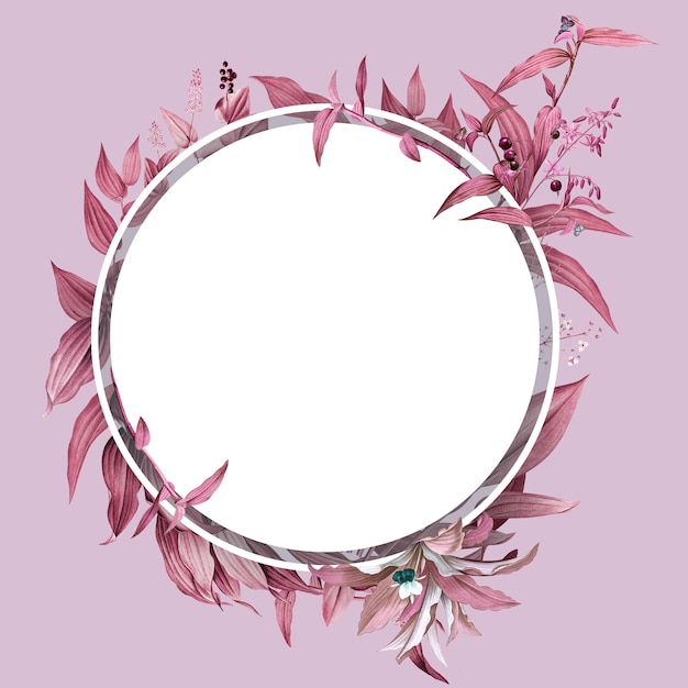 Moldura vazia com design de folhas-de-rosa Psd grátis