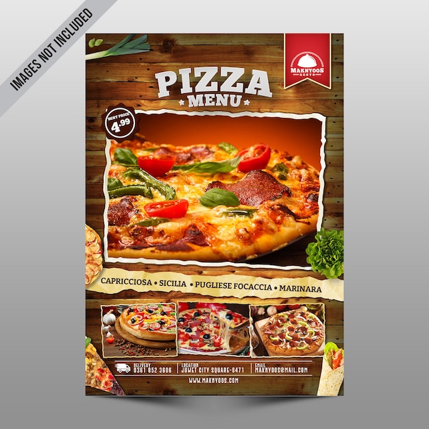 Panfleto De Menu De Pizza PSD Premium