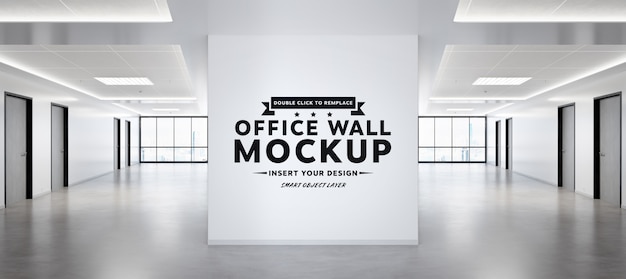 Download Parede quadrada em branco no escritório brilhante mockup | PSD Premium