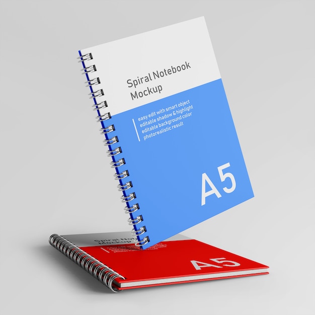 Download Premium dois corporate capa dura caderno de pasta espiral mock up modelo de design na vista ...