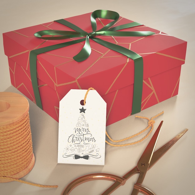 Presente de caixa bix embrulhado para o natal Psd grátis