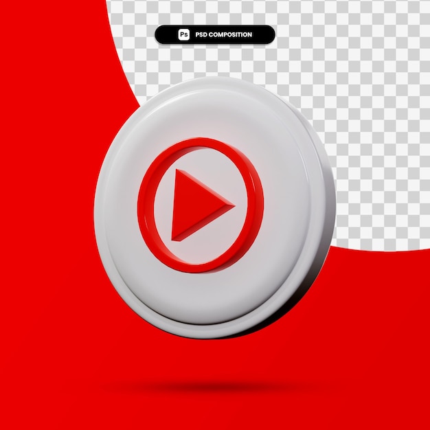 Renderizacao 3d Do Logotipo Do Aplicativo De Musica Do Youtube Isolado Psd Premium