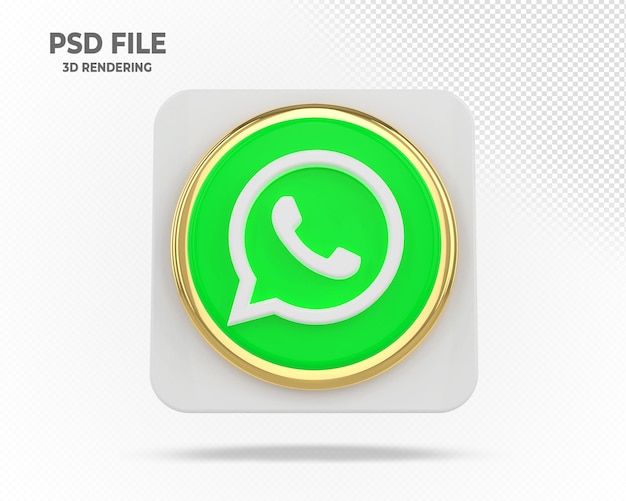 Whatsapp Logo Modern Social Media With Gold 3d PSD Premium