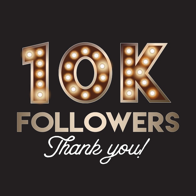 10k adeptes merci bannière Vecteur Premium