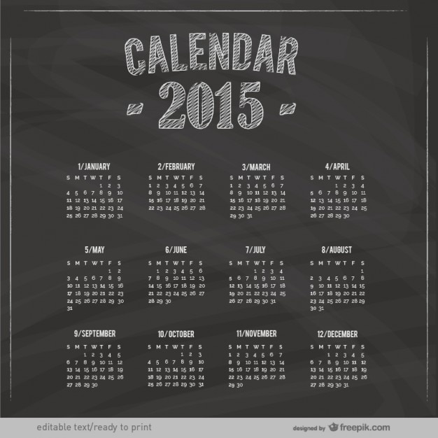 2015 calendrier avec texture tableau noir Vecteur gratuit