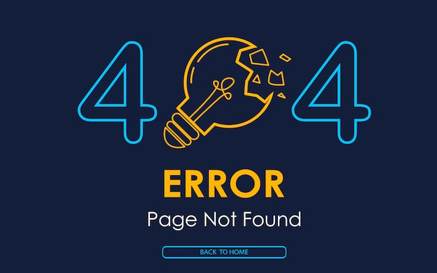 404 Page D'erreur Non Trouvée Lampe Fond Cassé Vecteur Premium