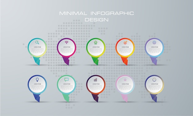 Abstract illustration numérique 3d infographique. utilisé pour la disposition du flux de travail, le diagramme, les options de numéro Vecteur Premium