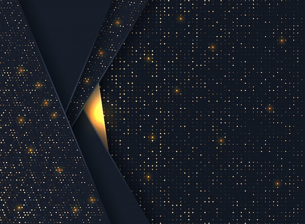 Abstrait 3d avec une combinaison de points or lumineux dans un style 3d Vecteur Premium