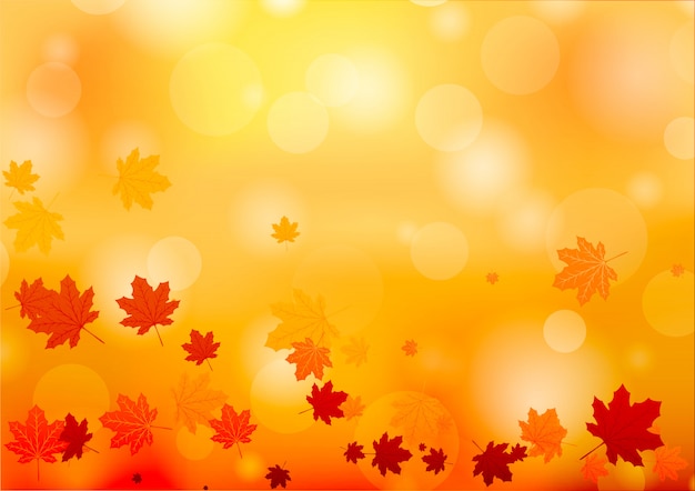 Abstrait automne. fond avec la chute des feuilles d'automne. Vecteur Premium