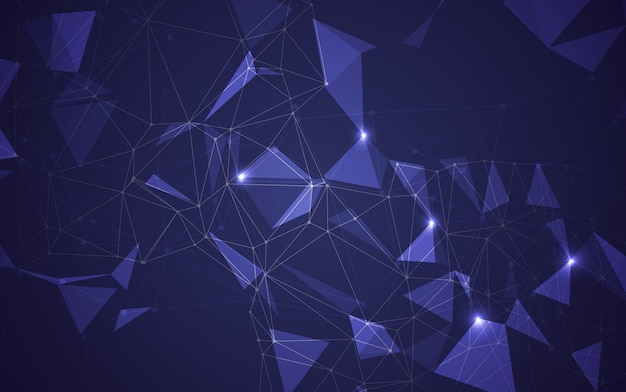 Abstrait espace polygonale low poly foncé avec points et lignes de raccordement. connexion structure.vecteur illustrateur Vecteur Premium