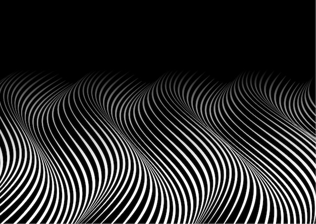 Abstrait Monochrome Avec Des Lignes Courbes Vecteur Gratuite