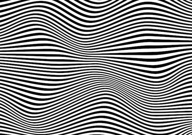 Abstrait En Noir Et Blanc Avec Motif De Lignes Ondul Es Vecteur Premium