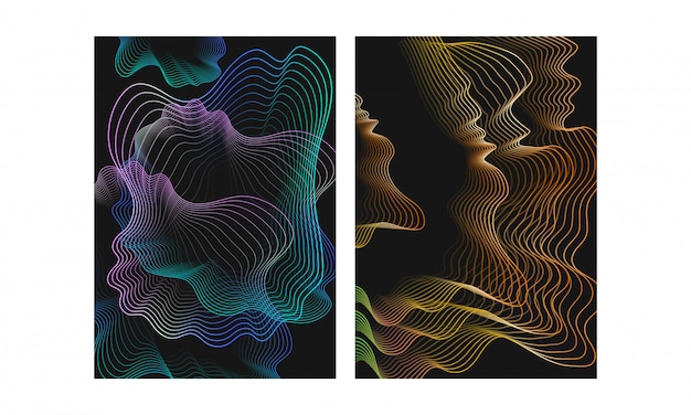 Abstrait de particules de mouvement vague numérique de style différent numérique Vecteur Premium