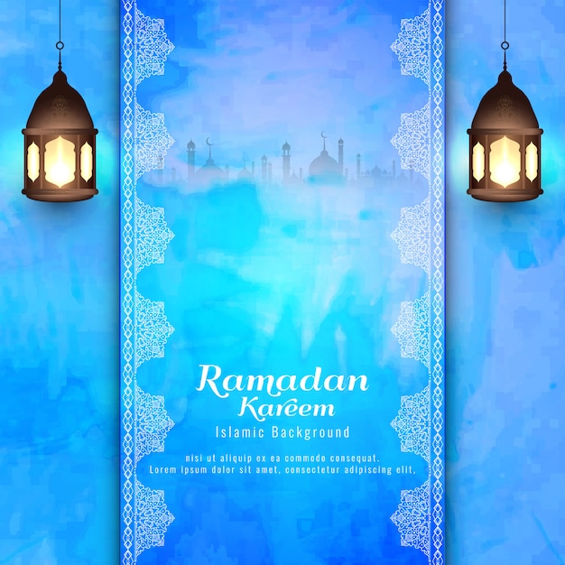 Abstrait Ramadan Kareem Islamique Fond Bleu | Vecteur Premium