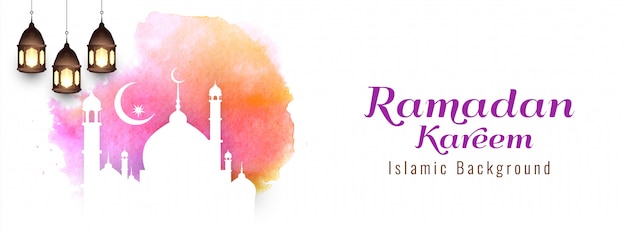 Abstrait religieux bannière ramadan kareem conception Vecteur gratuit
