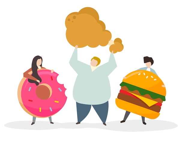 Accro à la malbouffe et les collations Vecteur gratuit