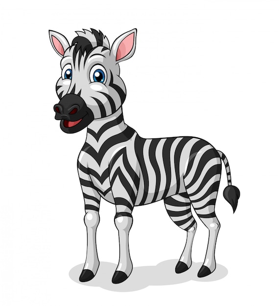 Adorable Dessin Anime De Zebre Vecteur Premium