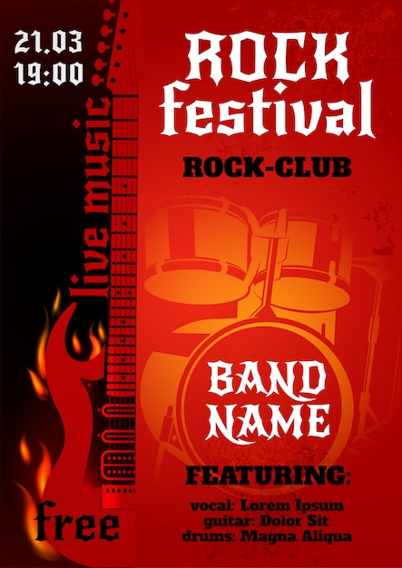  Affiche De Concert  Rock Vecteur Gratuite