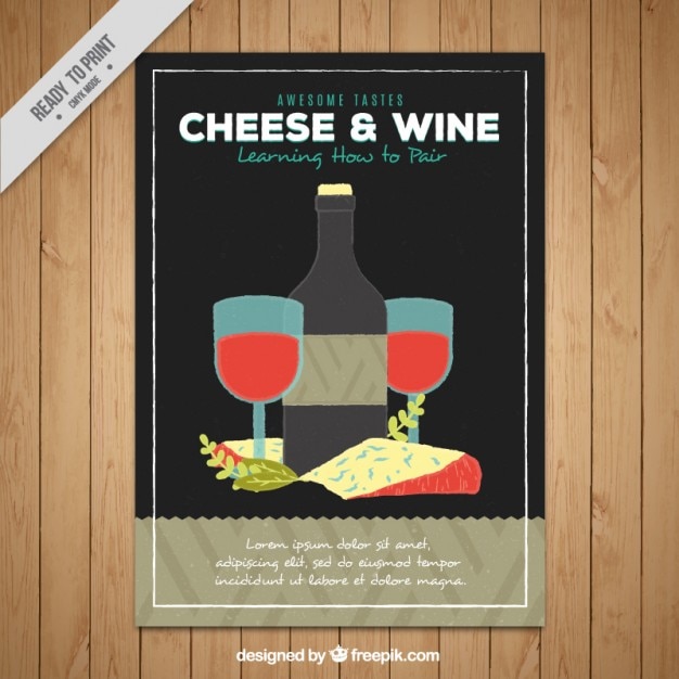 Affiche Du Fromage Et Du Vin | Télécharger Des Vecteurs Gratuitement