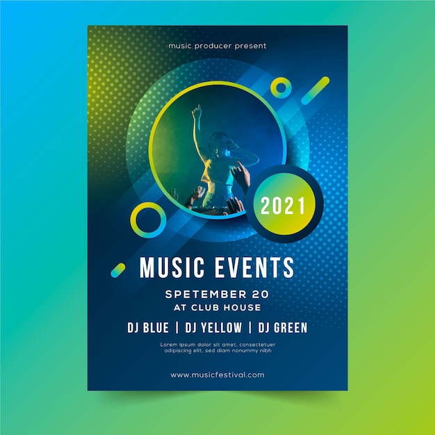 Affiche De L Evenement Musical 21 Avec Photo Vecteur Premium