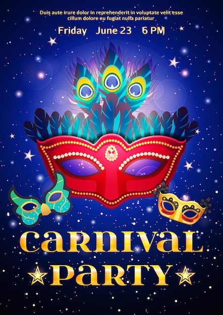 Affiche De Fête De Carnaval Avec Date D'événement | Vecteur Gratuite