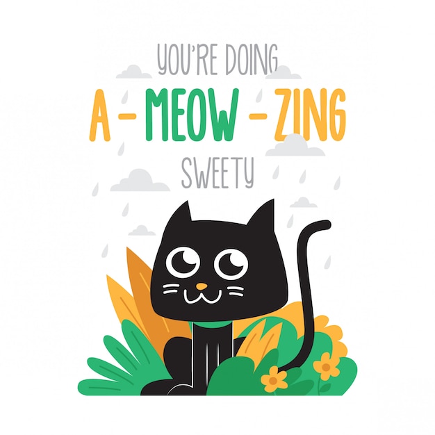 Affiche Mignonne De Chat De Motivation Vecteur Premium