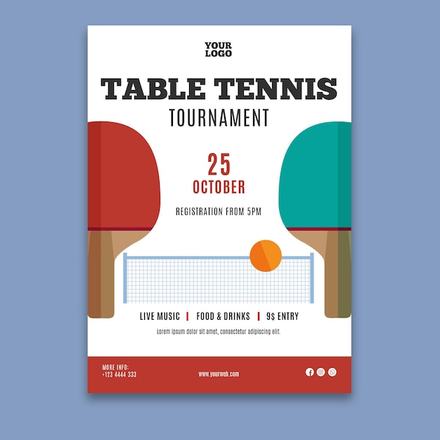 Affiche De Modèle De Tennis De Table | Vecteur Gratuite