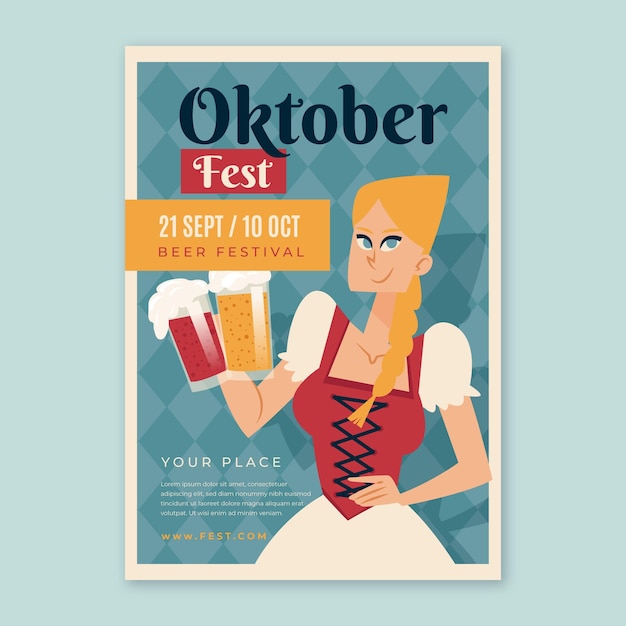 Affiche De L'oktoberfest Avec Femme Et Bière | Vecteur ...