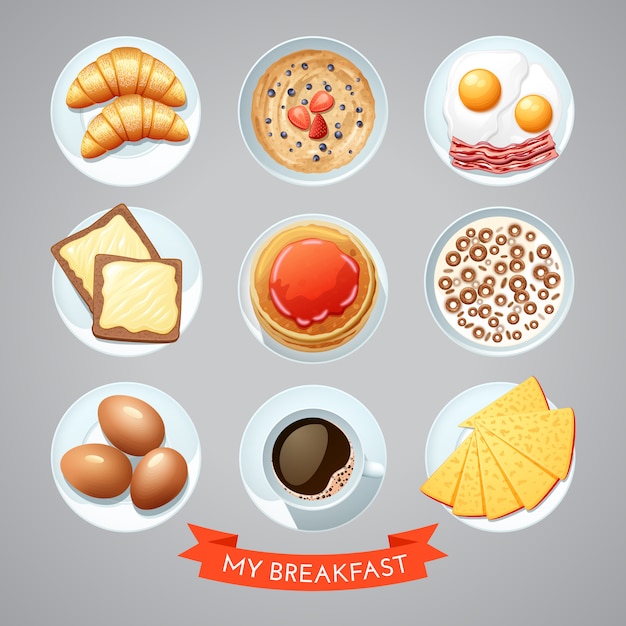 Affiche Avec Petit Déjeuner | Vecteur Gratuite