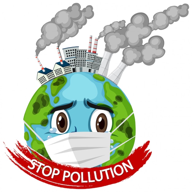 Affiche Pour Arr ter La  Pollution  Avec Un Masque De Terre  