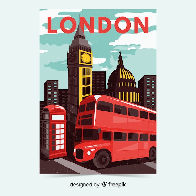 Affiche Promotionnelle Retro Du Modele De Londres Vecteur Gratuite