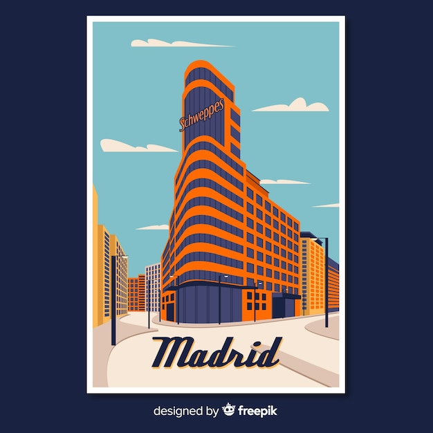 Affiche Promotionnelle Retro De Madrid Vecteur Gratuite