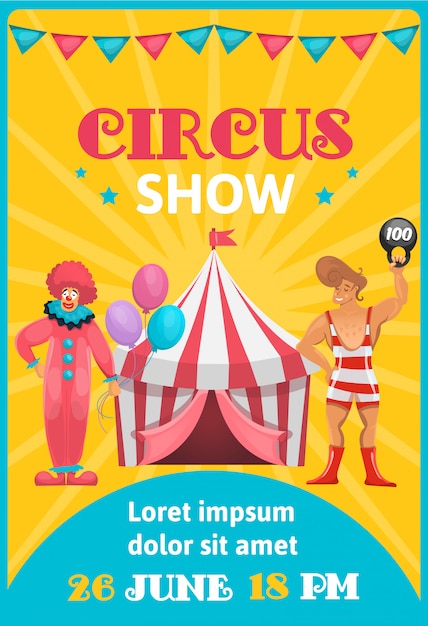  Affiche  Publicitaire  De Cirque Color e Avec Texte 