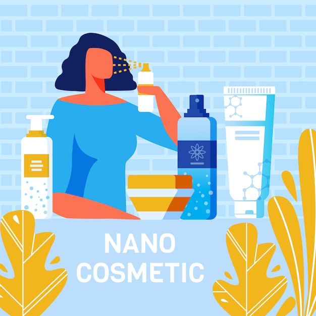 Affiche publicitaire nano cosmétique pour les soins du corps Vecteur Premium