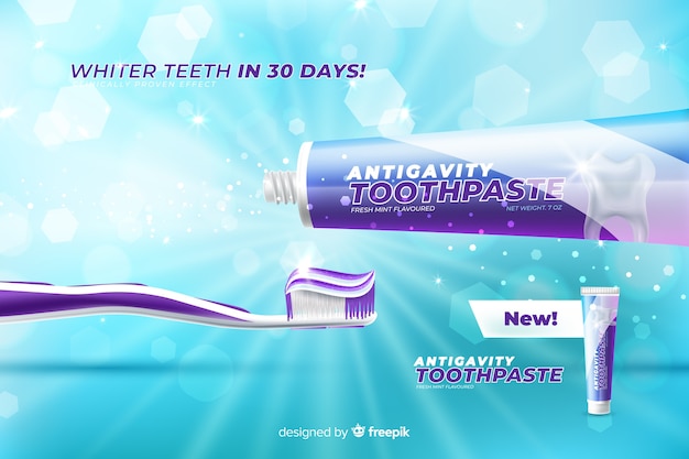 Affiche Publicitaire Réaliste De Dentifrice Frais  Vecteur Gratuite