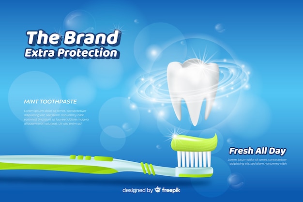 Affiche Publicitaire Réaliste De Dentifrice Frais  Vecteur Gratuite