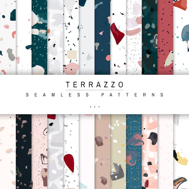 Affiches de modèle sans couture coloré terrazzo vector set Vecteur gratuit