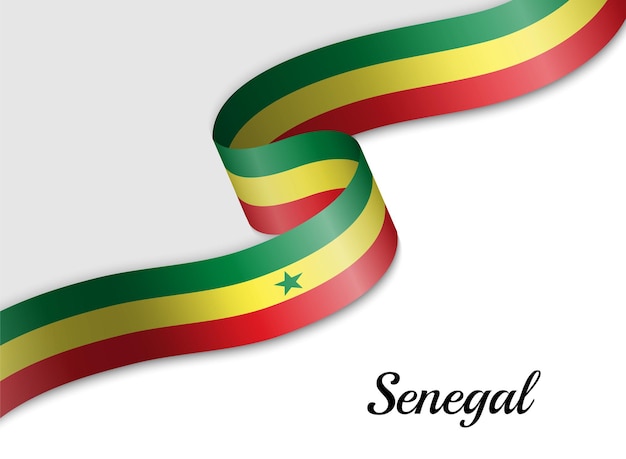 Agitant Le Drapeau Ruban Du Sénégal Vecteur Premium