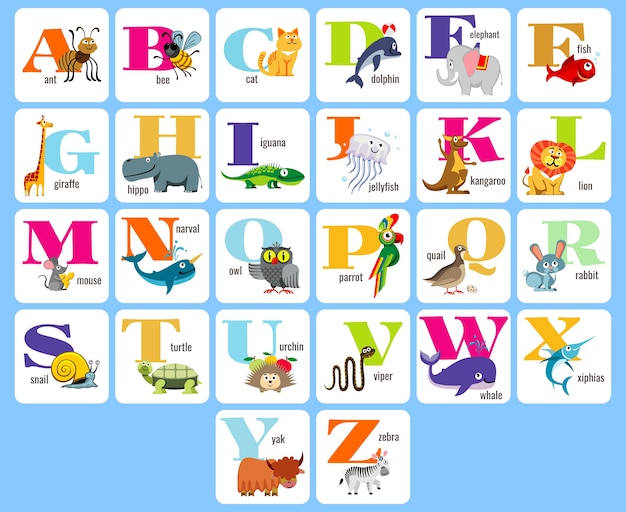 Alphabet complet pour enfants | Télécharger des Vecteurs Premium