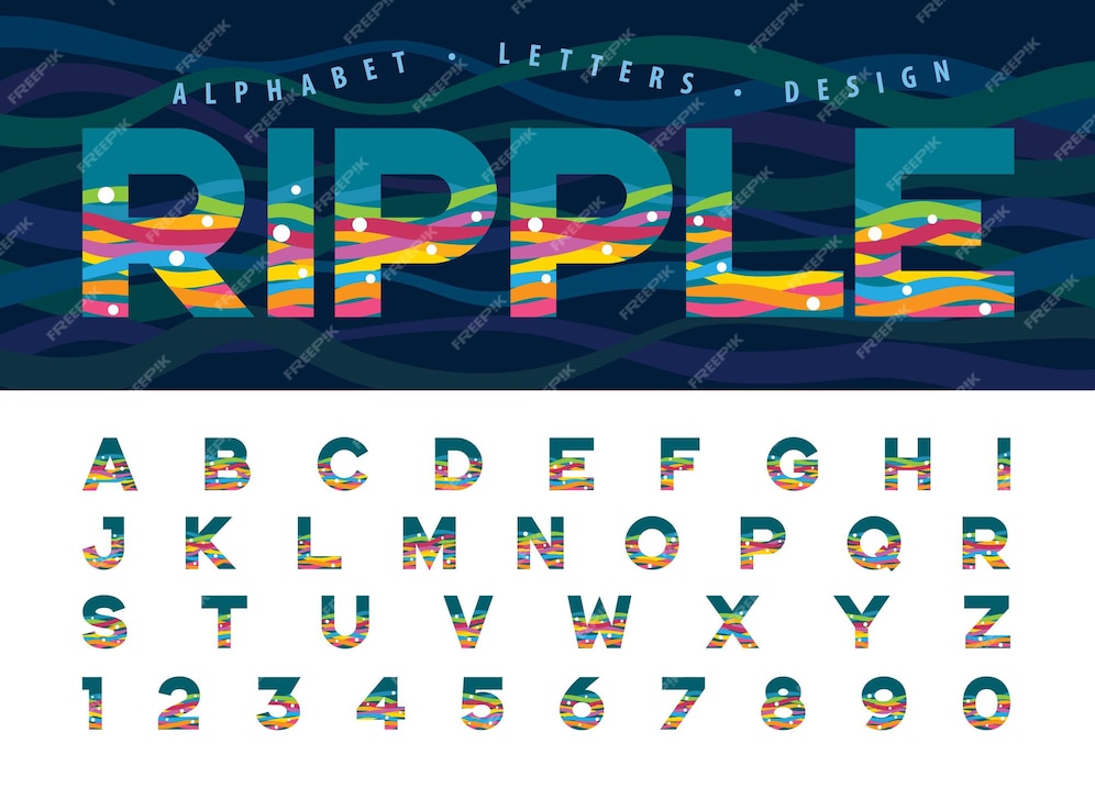 Alphabet Letters Modern Colorful Ripple Lines Effect ...