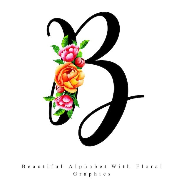 Alphabet Lettre B Aquarelle Floral Fond | Vecteur Premium